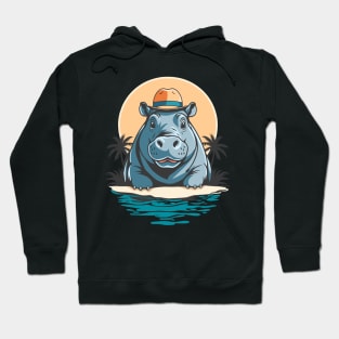 Cute Hippo On Holiday Hoodie